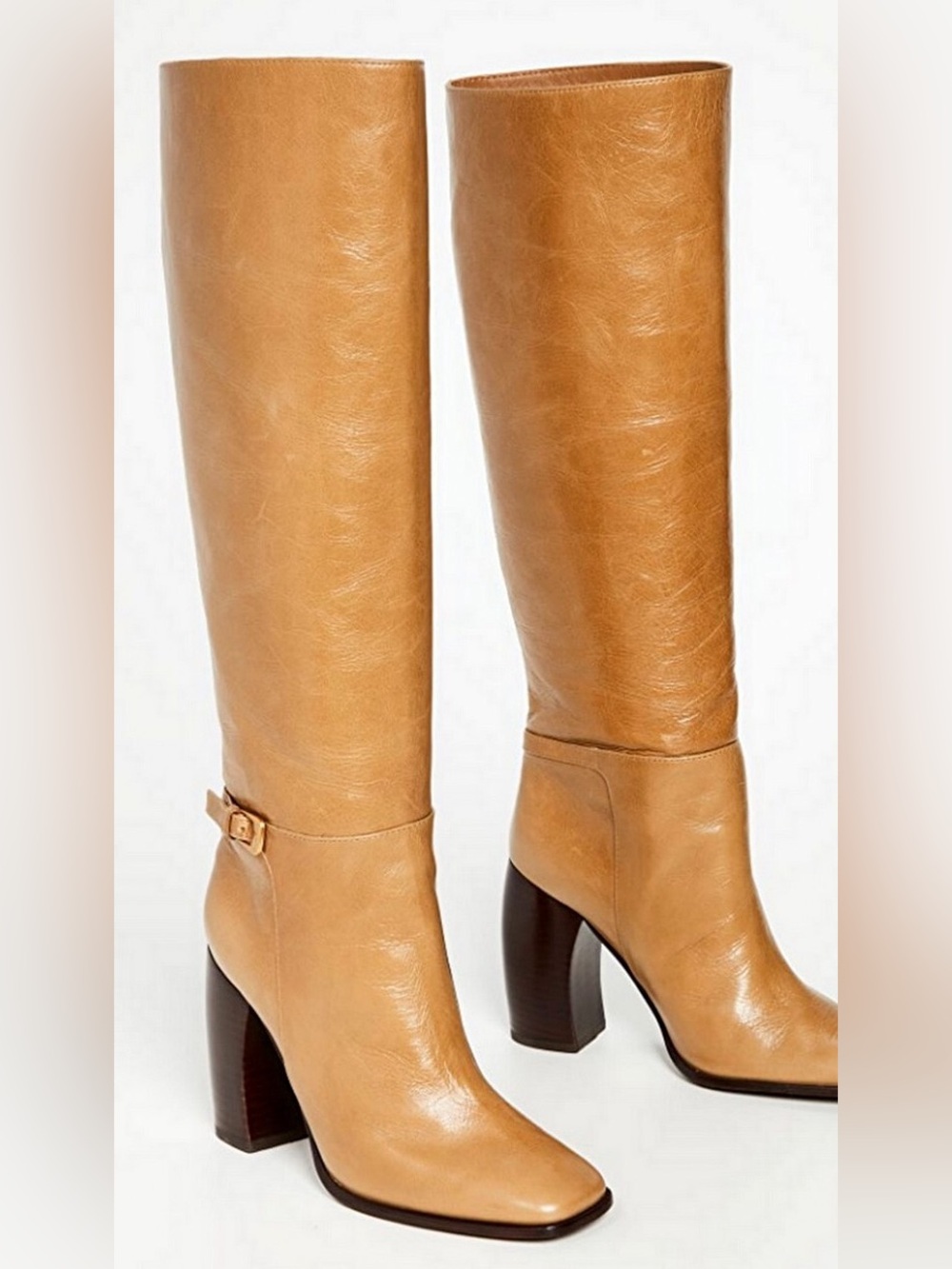 Tory Burch Banana Heel Leather Boots in Butterscotch